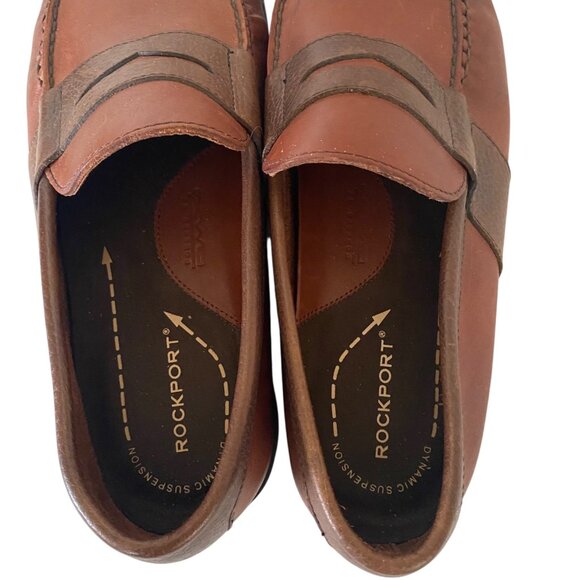 Rockport Brown Leather Penny Loafers 12W Slip-On Casual Shoes Office Men 501843 - Picture 7 of 7